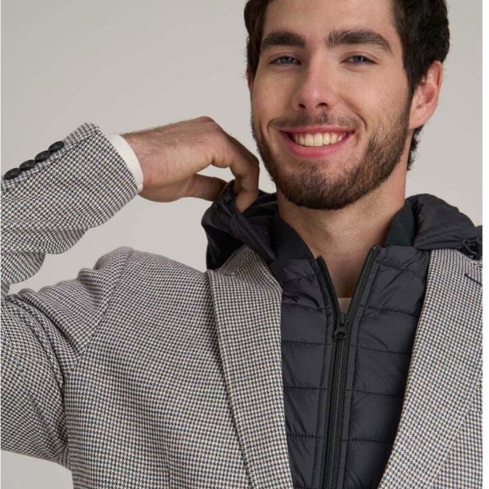 American Tall BNNW blazer for tall men in chocolate and black houndstooth